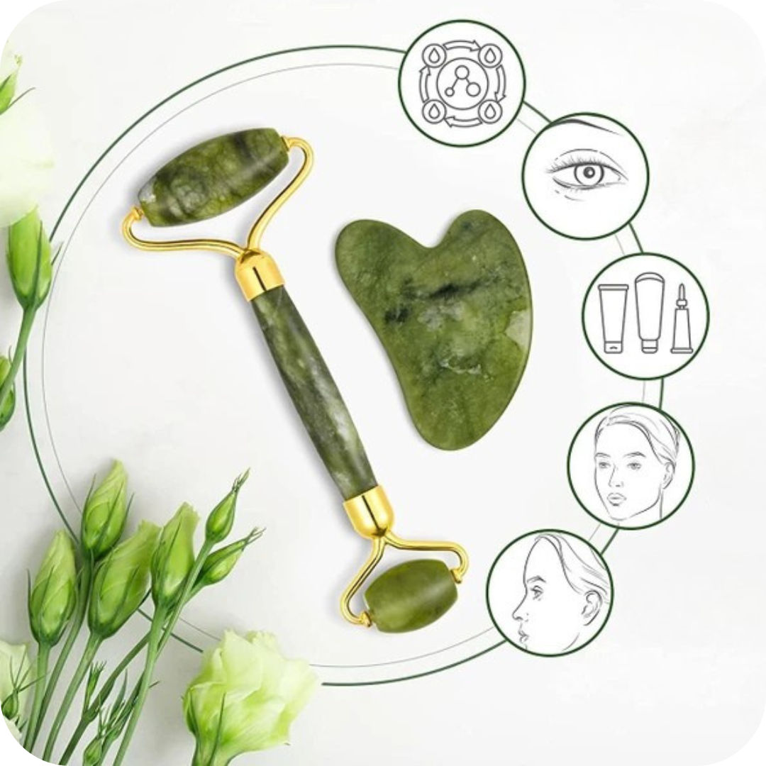 Rodillo Facial de Jade con Masajeador | JadeGlow®