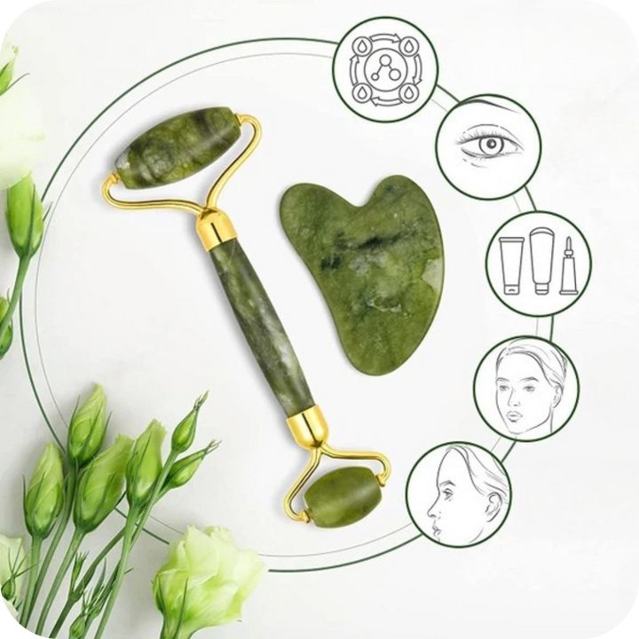 Rodillo Facial de Jade con Masajeador | JadeGlow®