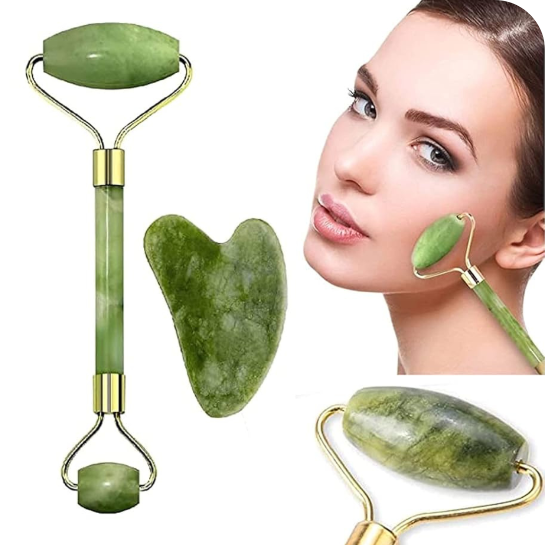 Rodillo Facial de Jade con Masajeador | JadeGlow®