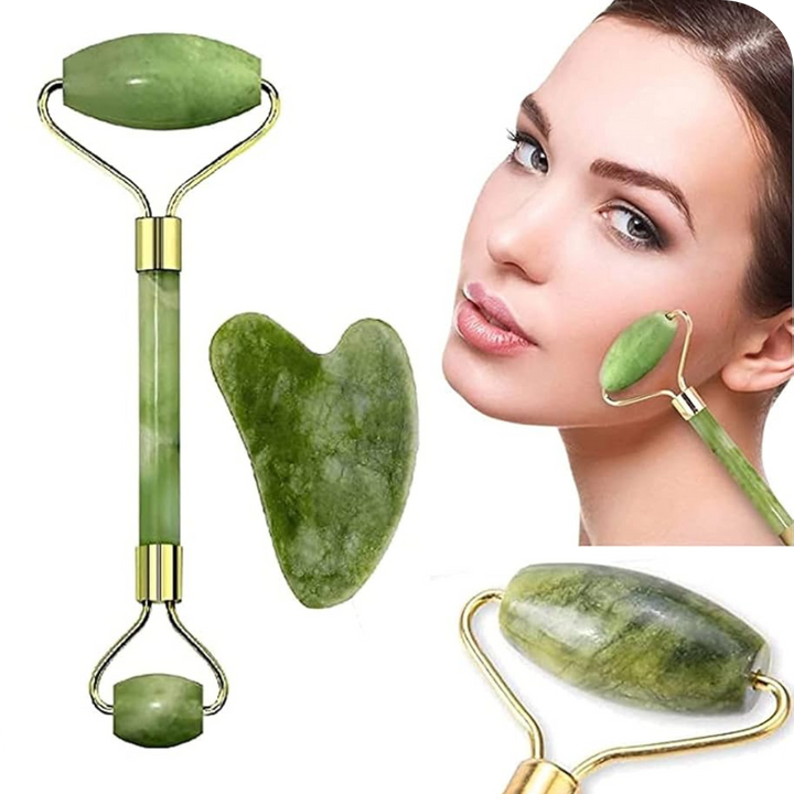 Rodillo Facial de Jade con Masajeador | JadeGlow®