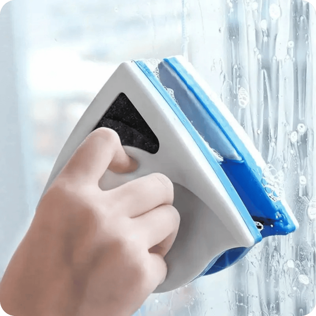 Doble Limpiador de Vidrios con Imán y Esponja | Glass Cleaner®