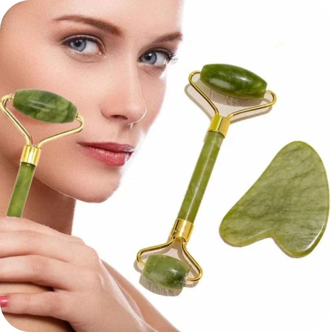 Rodillo Facial de Jade con Masajeador | JadeGlow®
