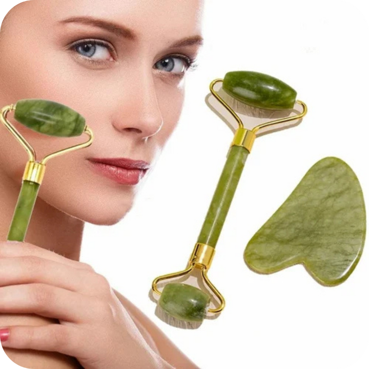 Rodillo Facial de Jade con Masajeador | JadeGlow®